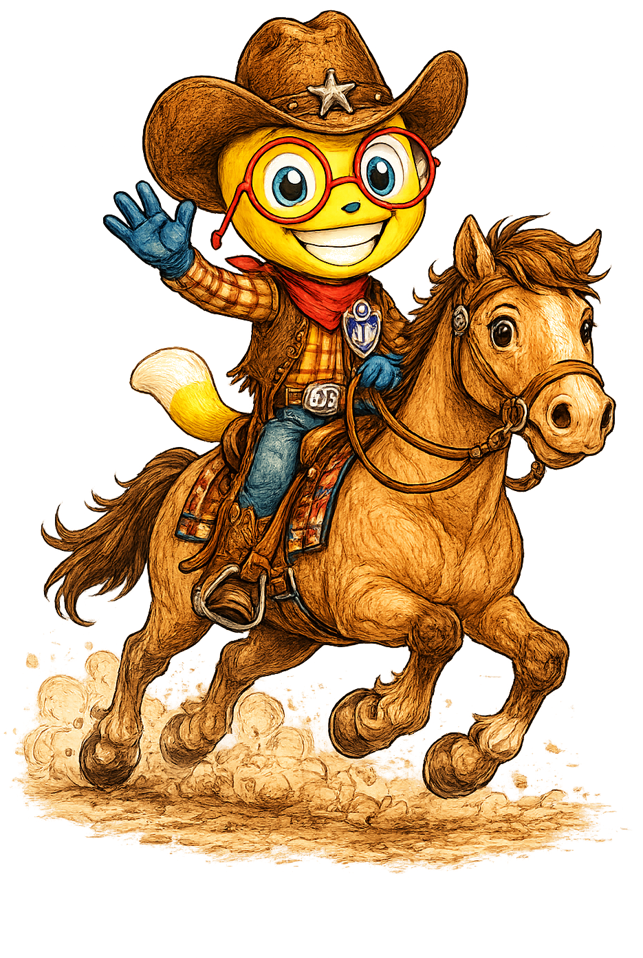 Mascote Piaget cavalgando